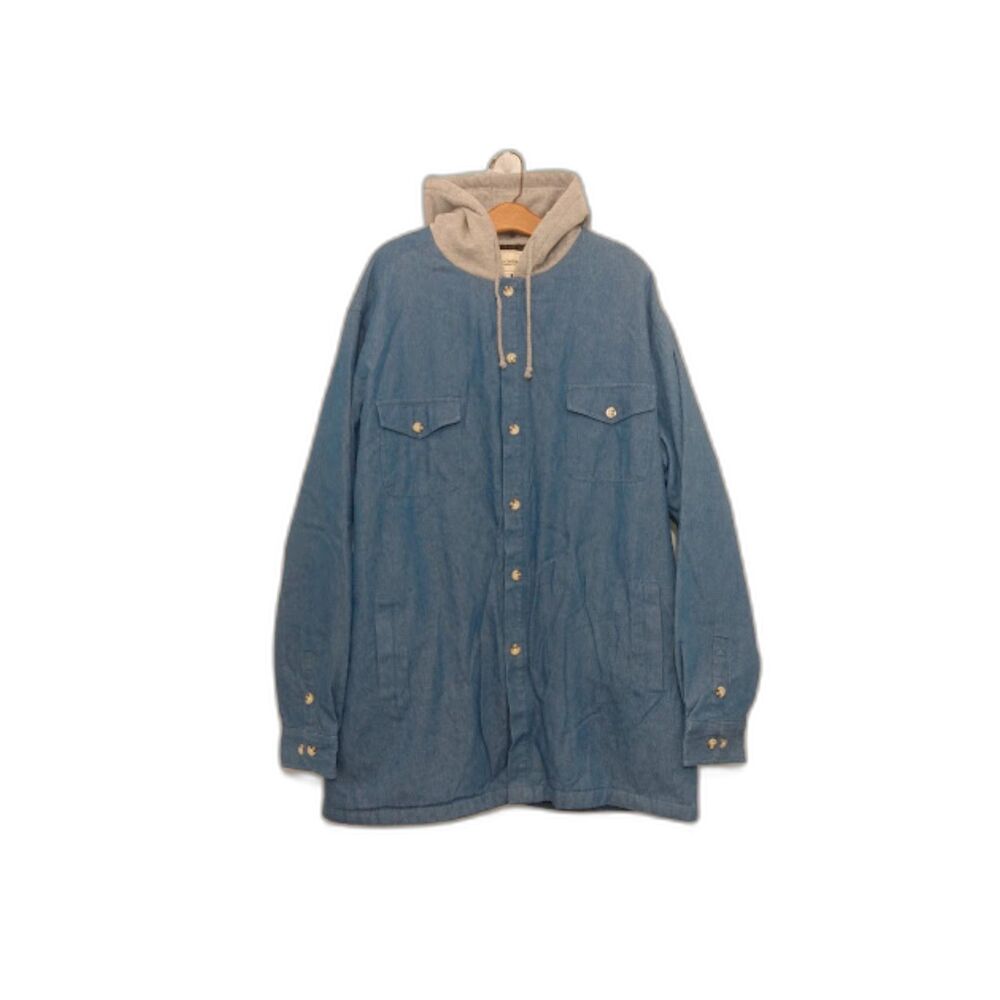 Boulder Creek Trading Co. Denim Shirt Jacket 100% Cotton Hooded Men's 2XL Tall